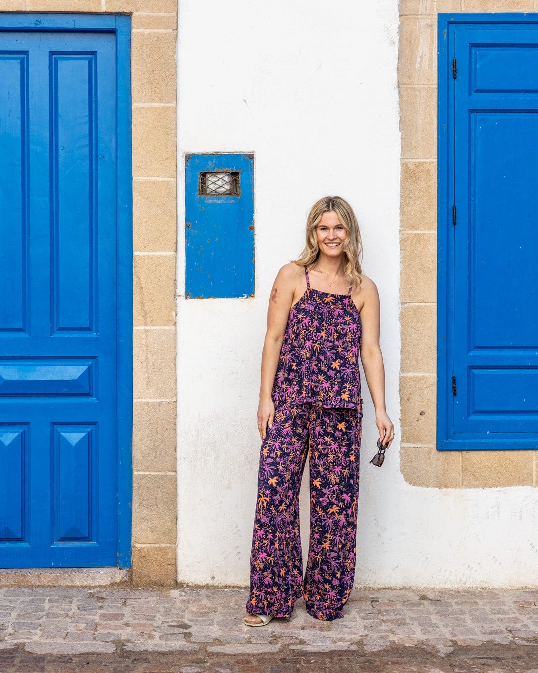 Acapulco Womens Lightweight Wide Leg Trousers in Multi
