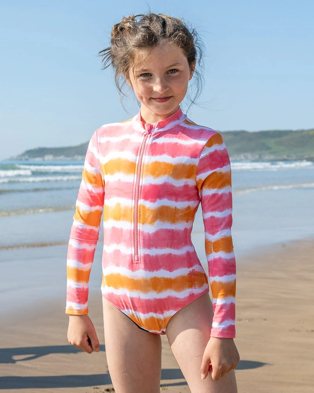 Accoya Kids Tie Dye Swimsuit in Pink/Orange