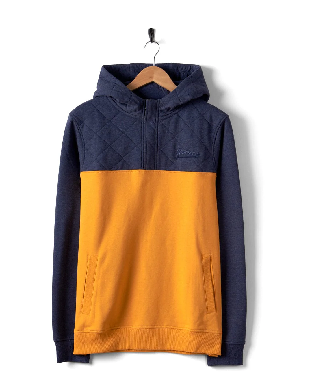 Aiken Mens 1/4 Neck Recycled Hoodie in Yellow - Image 2