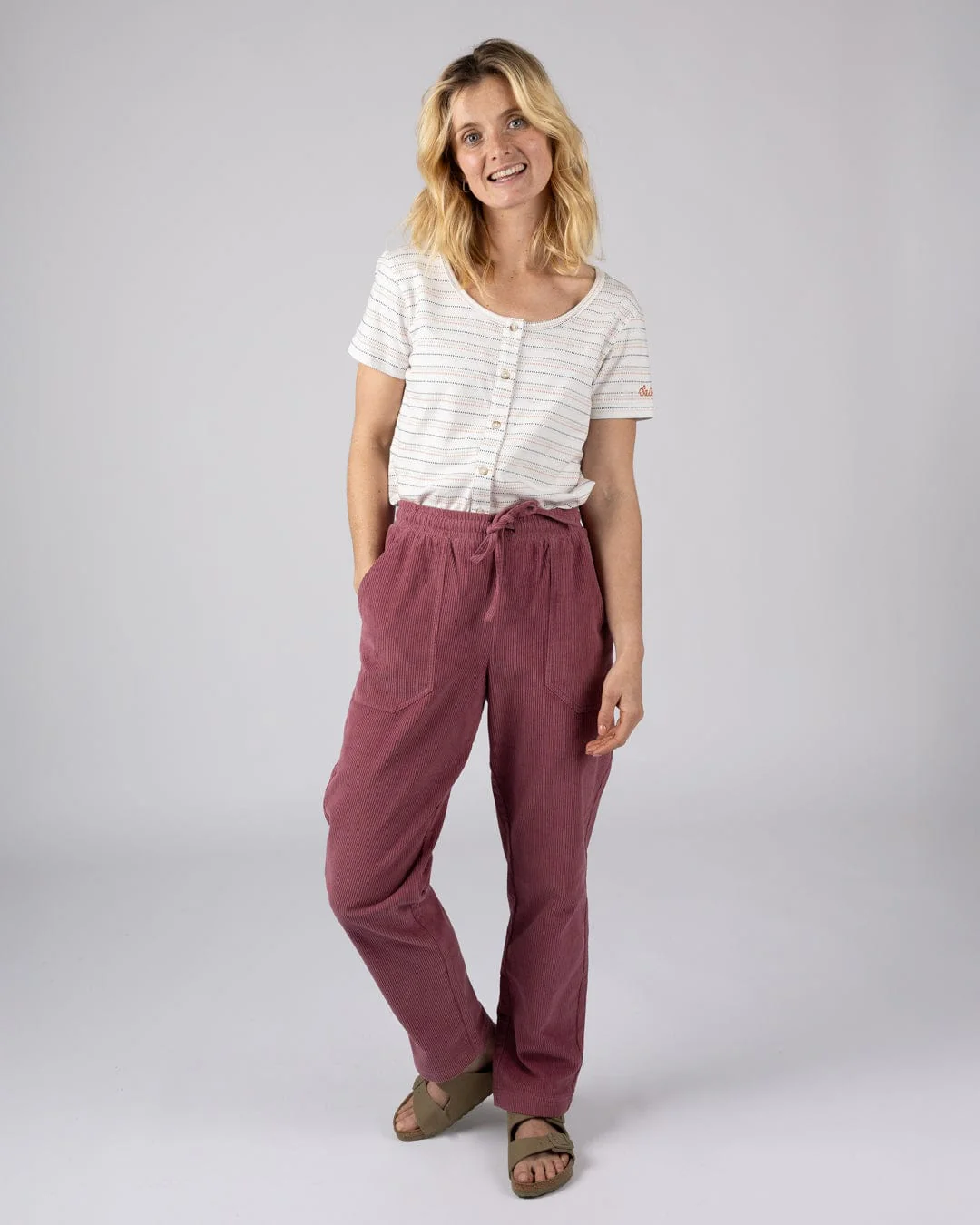 Alora Womens Corduroy Trouser in Dark Pink