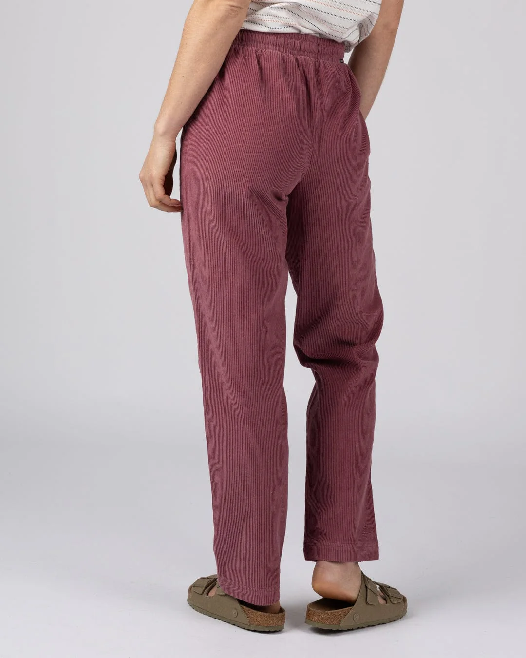 Alora Womens Corduroy Trouser in Dark Pink - Image 4