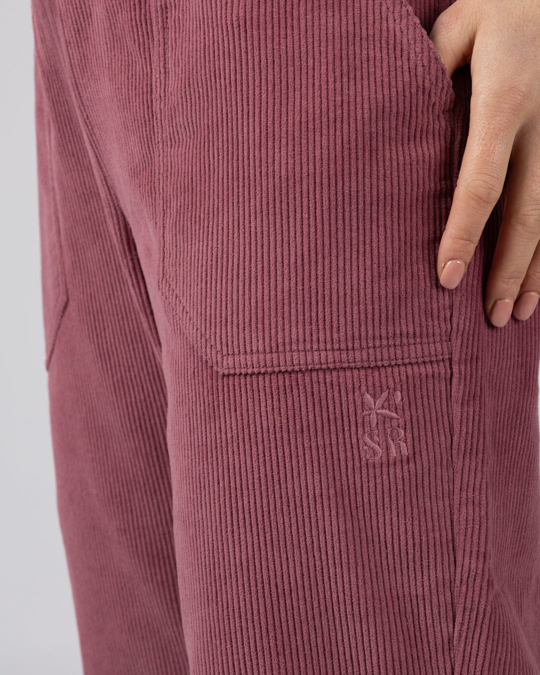 Alora Womens Corduroy Trouser in Dark Pink - Image 5