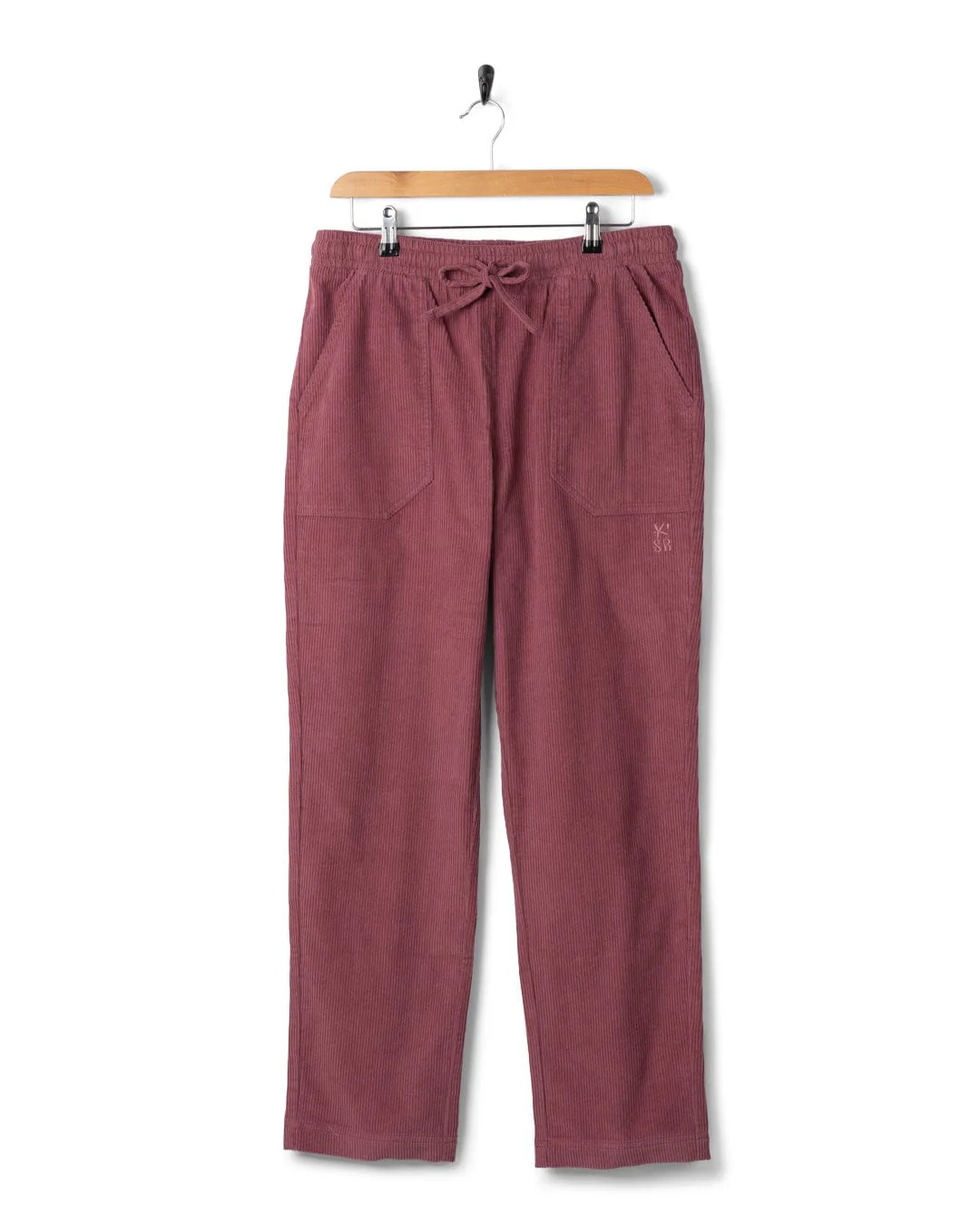 Alora Womens Corduroy Trouser in Dark Pink - Image 6