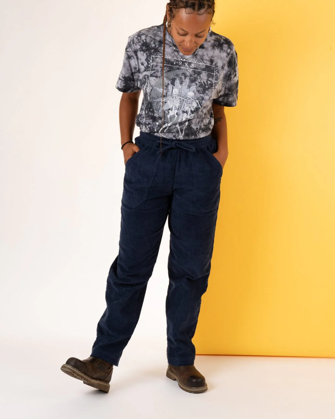 Alora Womens Corduroy Trousers in Blue - Image 6