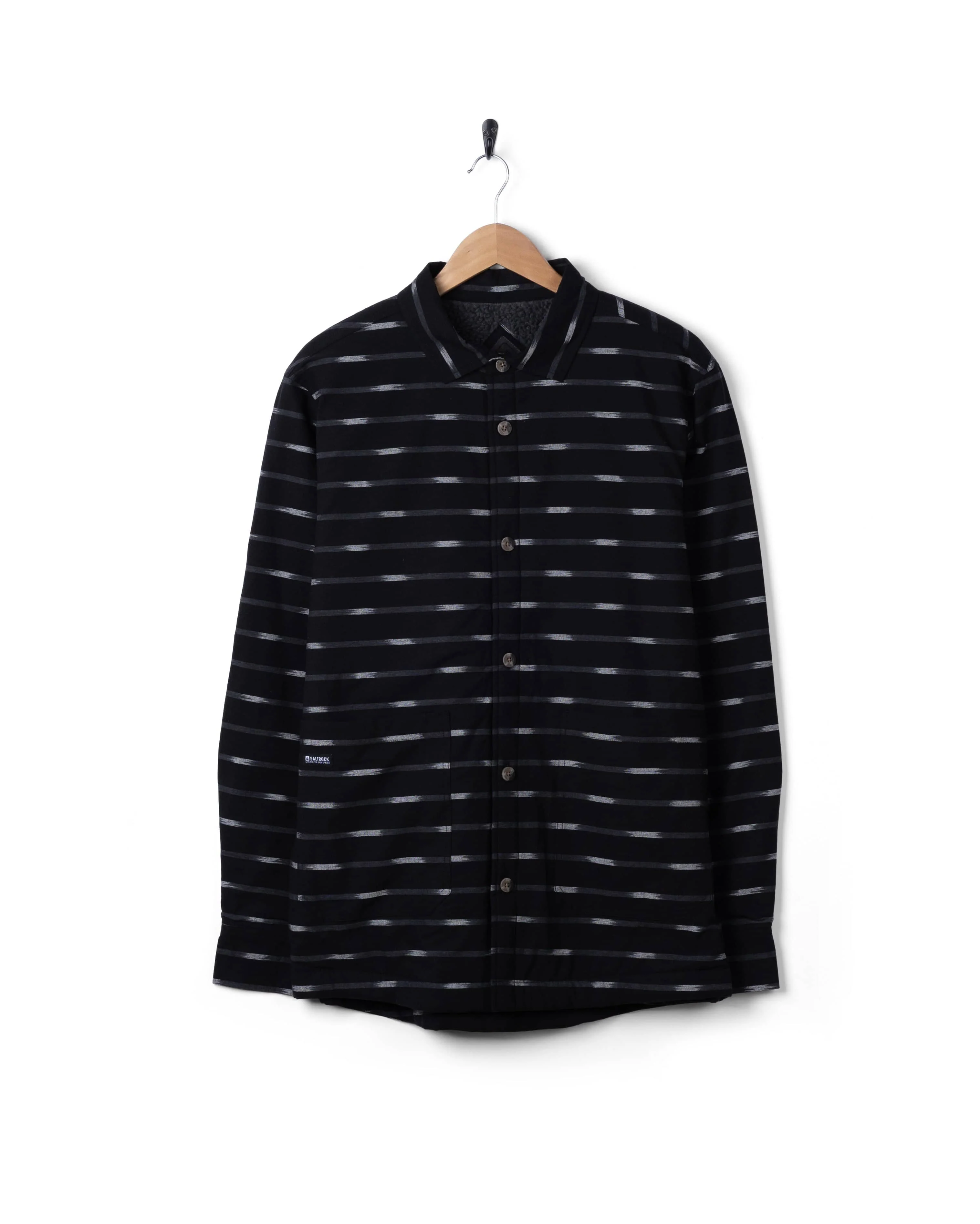 Ammar Mens Sherpa Lined Shirt in Grey Stripe - Image 7