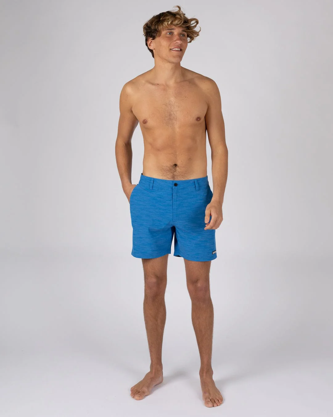 Amphibian 17 Mens Hybrid Board Shorts in Mid Blue - Image 3