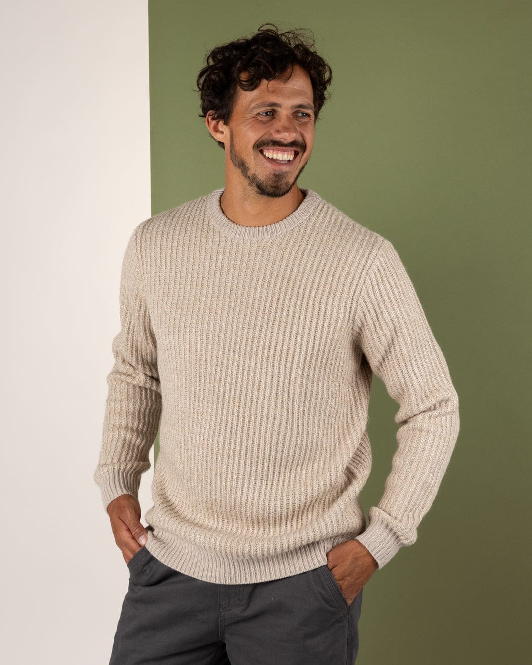Arlen Mens Knitted Jumper in Cream
