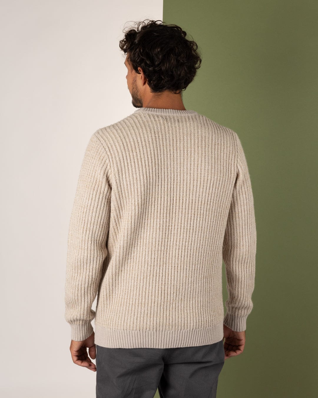 Arlen Mens Knitted Jumper in Cream - Image 4