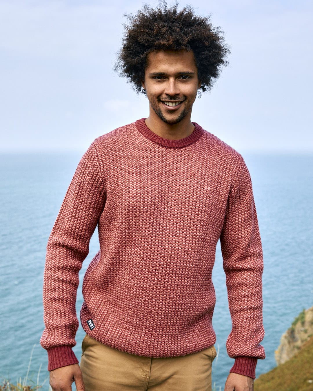 Arlen Mens Knitted Jumper in Pink - Image 3