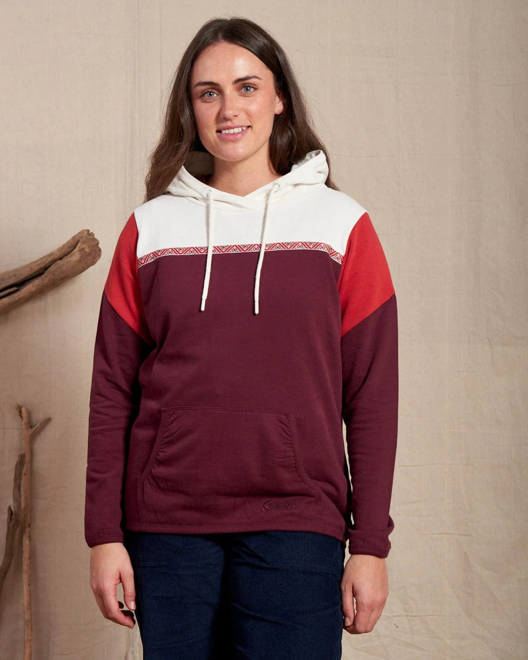 Arrie Womens Embroidered Pop Hoodie in Purple