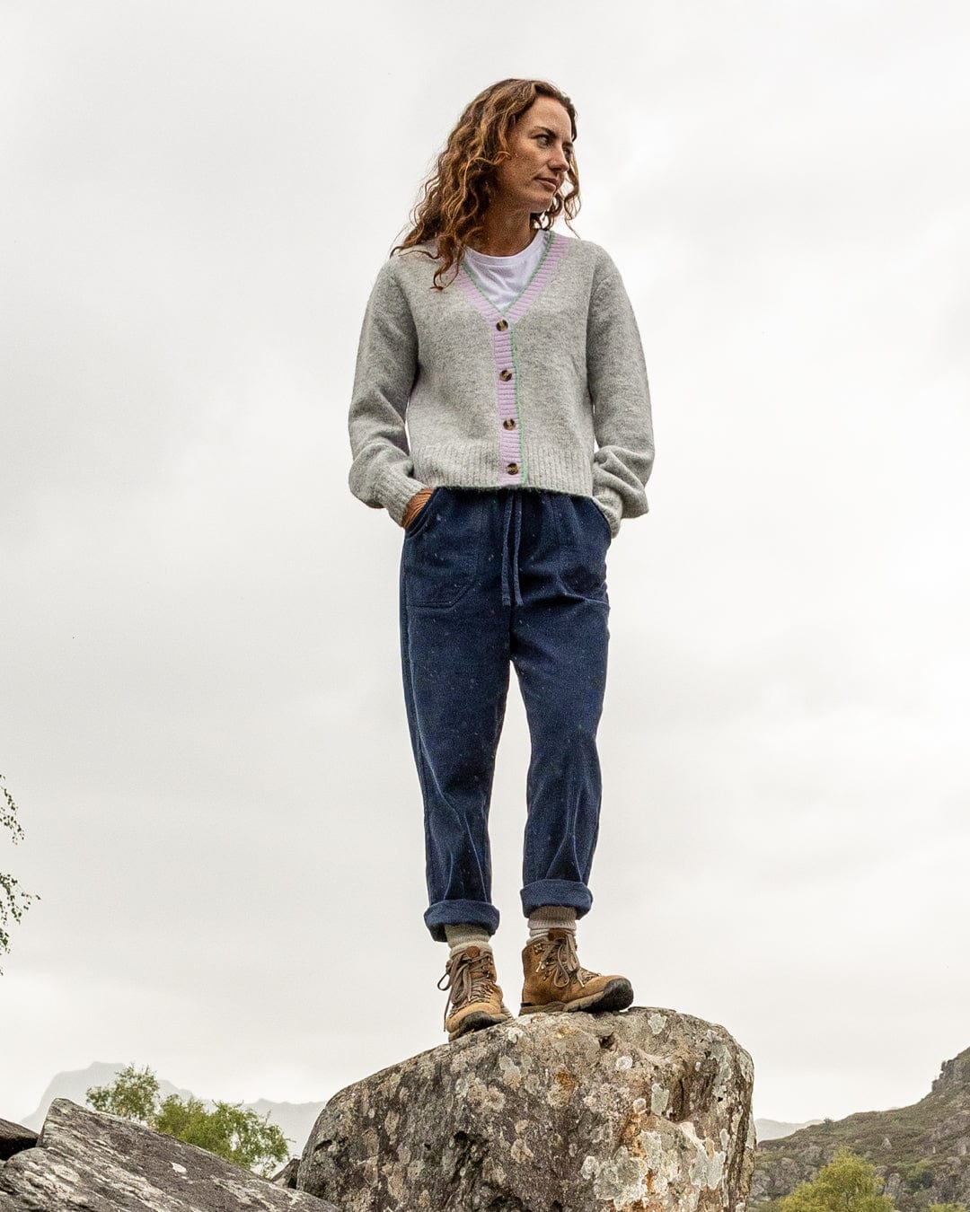 Artie Womens Cardigan in Grey - Image 3