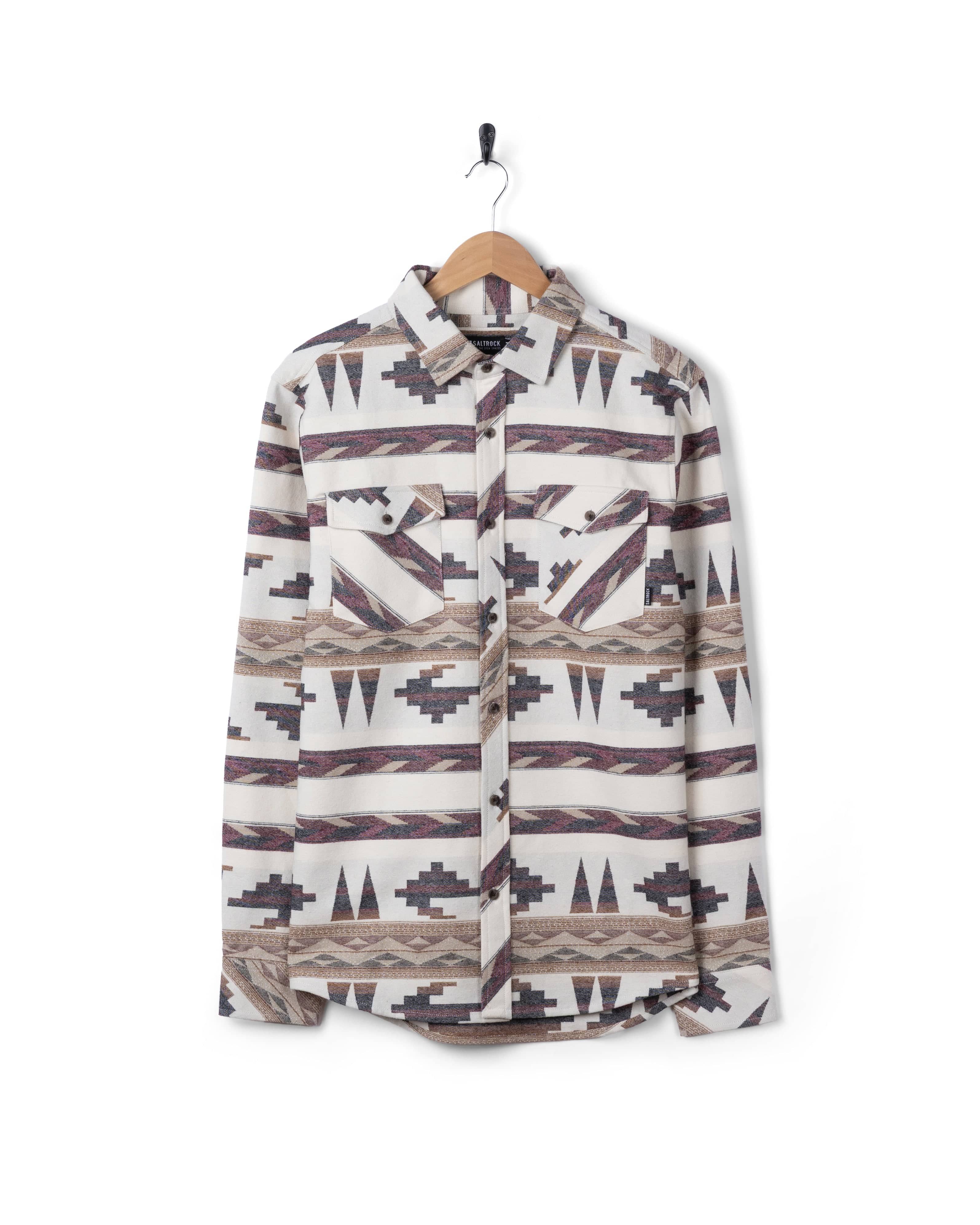 Asher Mens Jacquard Shirt in Cream - Image 4