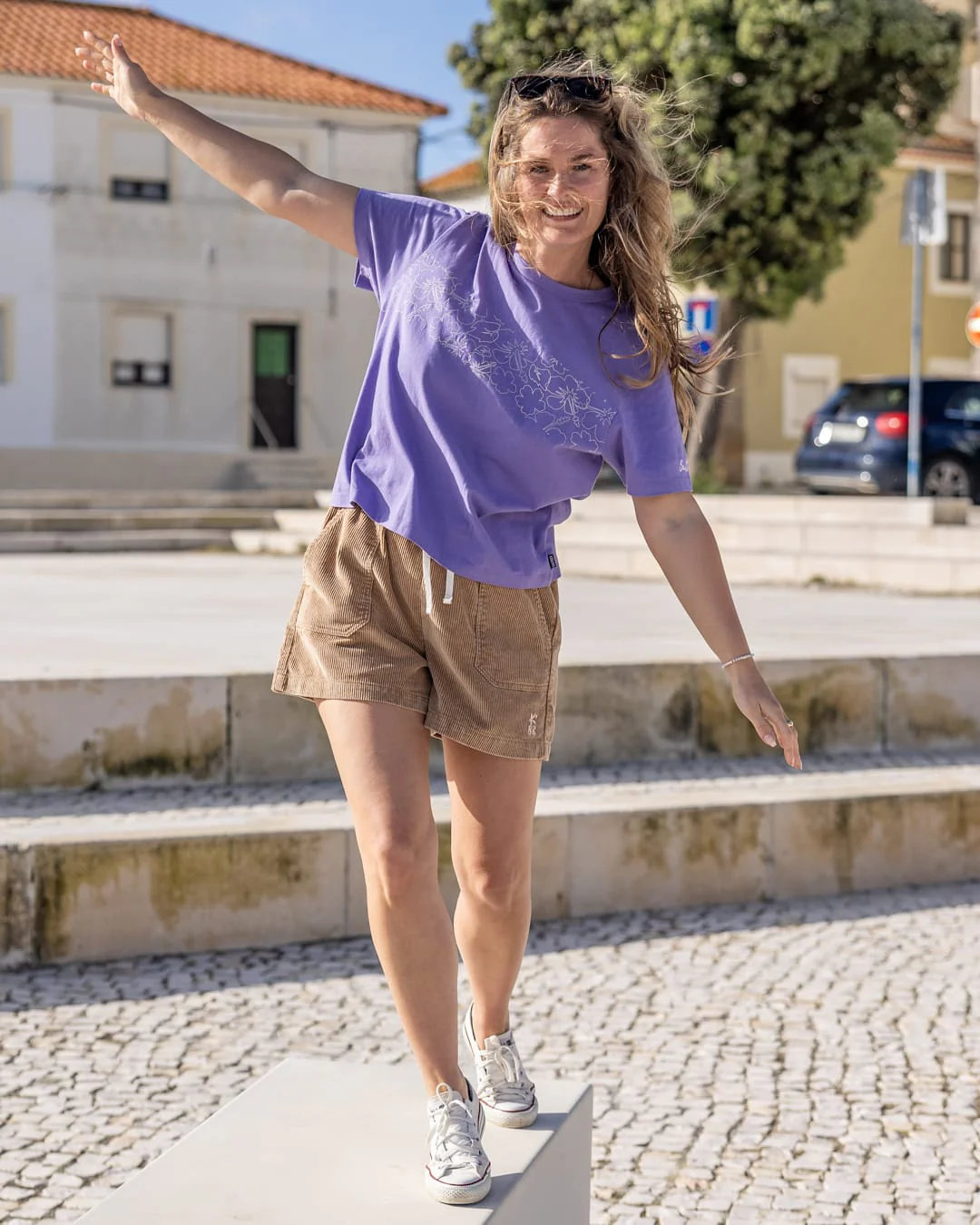 Aster Womens Short Sleeve Tee in Purple - Image 7
