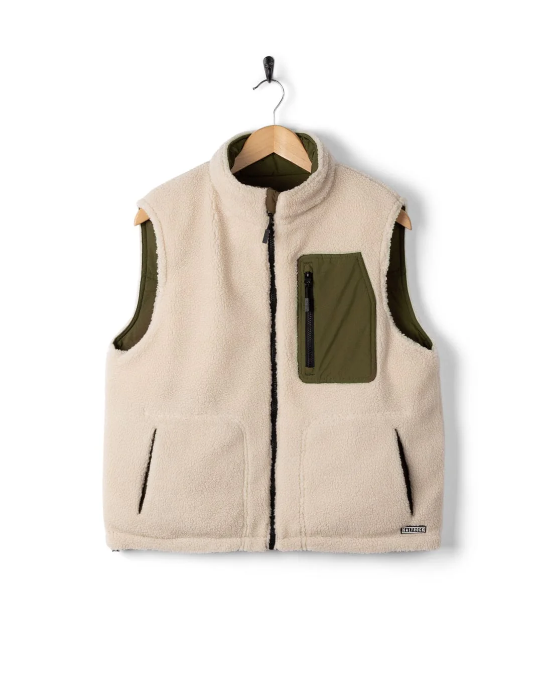 Astra Fleece Womens Reversible Gilet in Green/Cream - Image 17