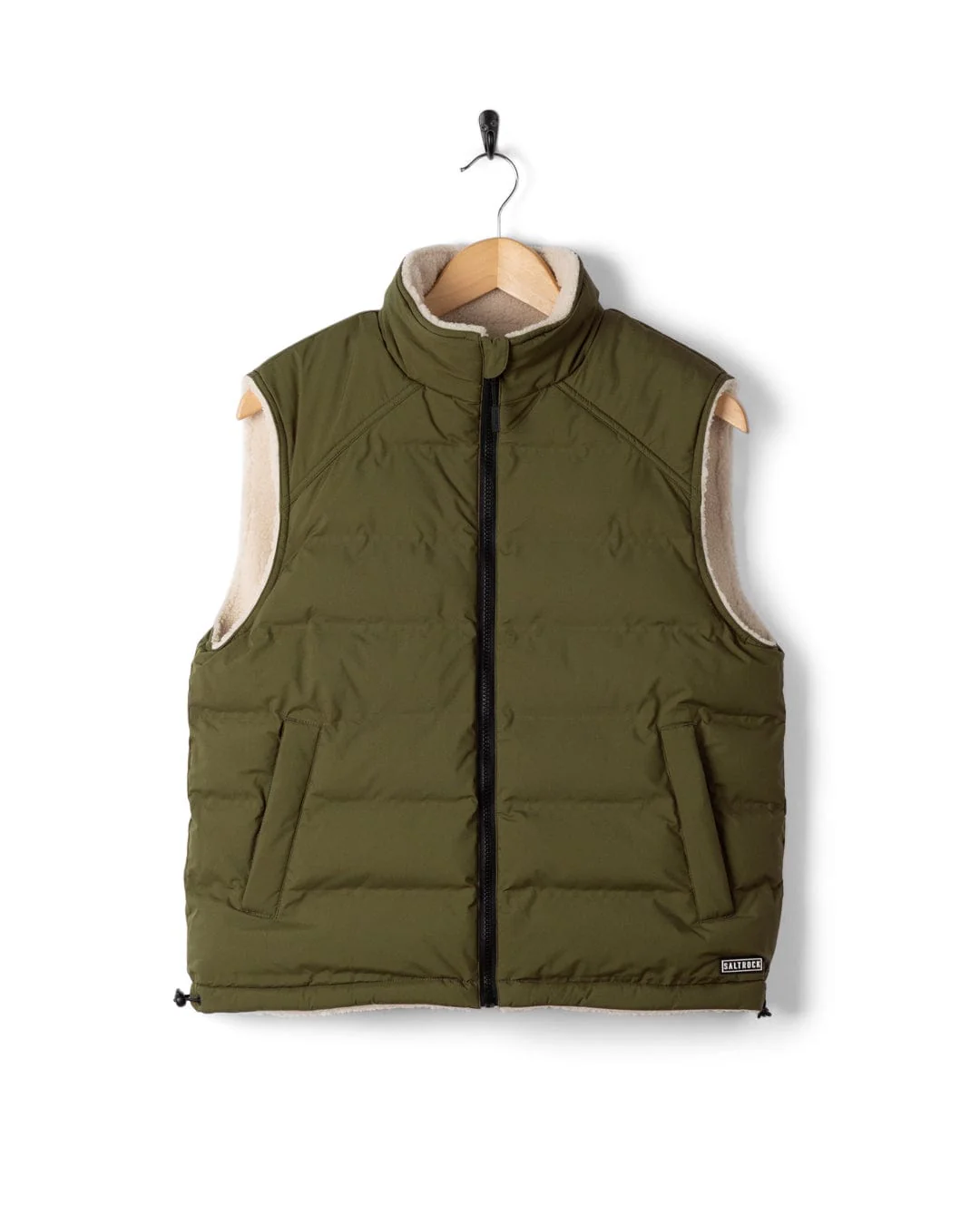 Astra Fleece Womens Reversible Gilet in Green/Cream - Image 19