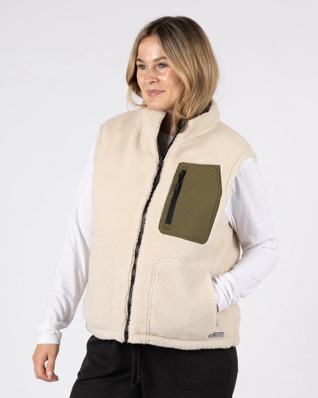 Astra Fleece Womens Reversible Gilet in Green/Cream - Image 8