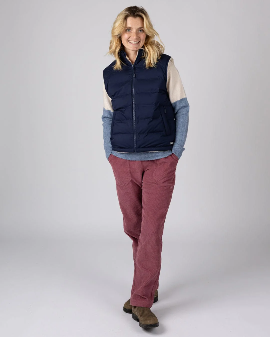 Astra Borg Womens Reversible Gilet in Navy - Image 10