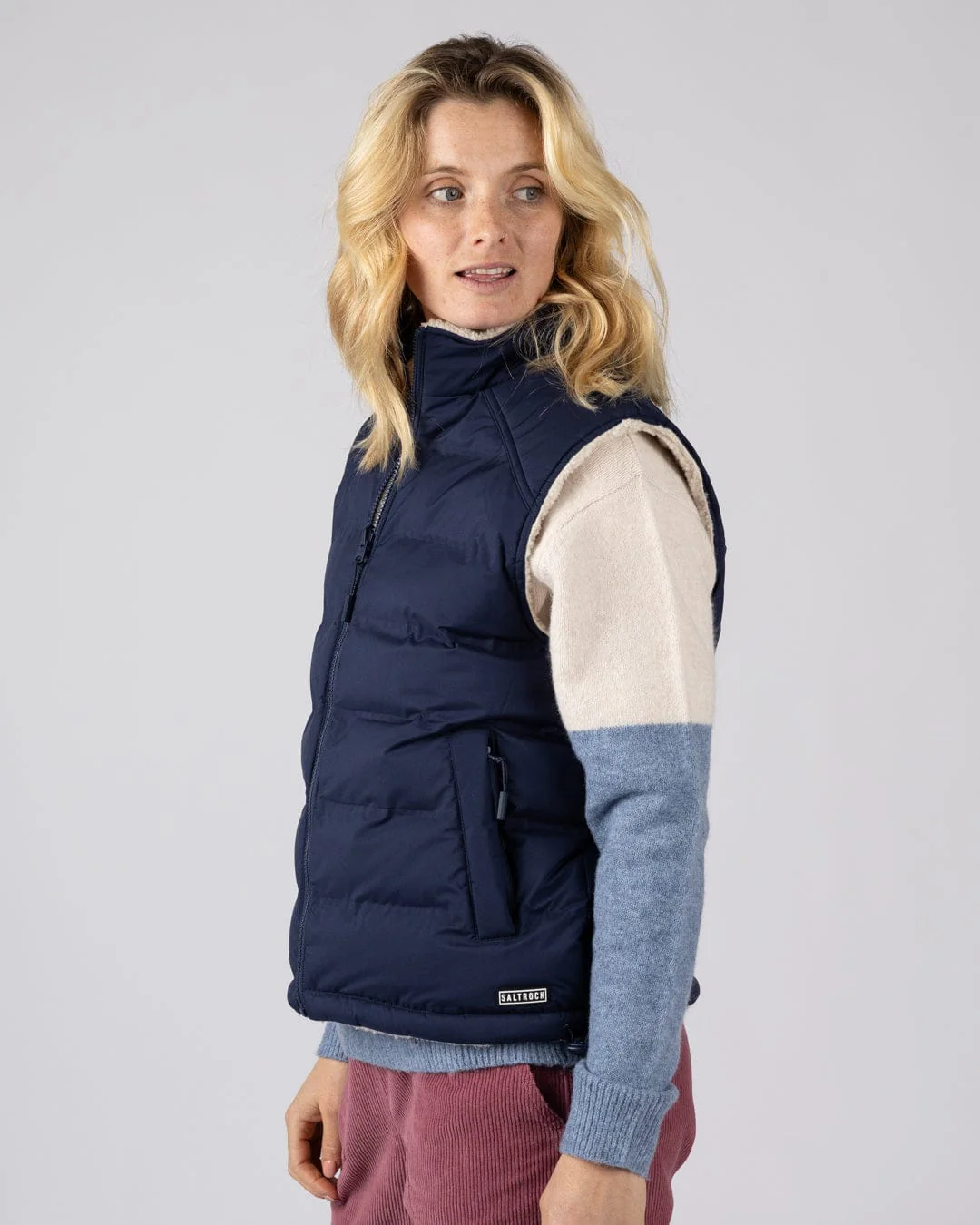 Astra Borg Womens Reversible Gilet in Navy - Image 11