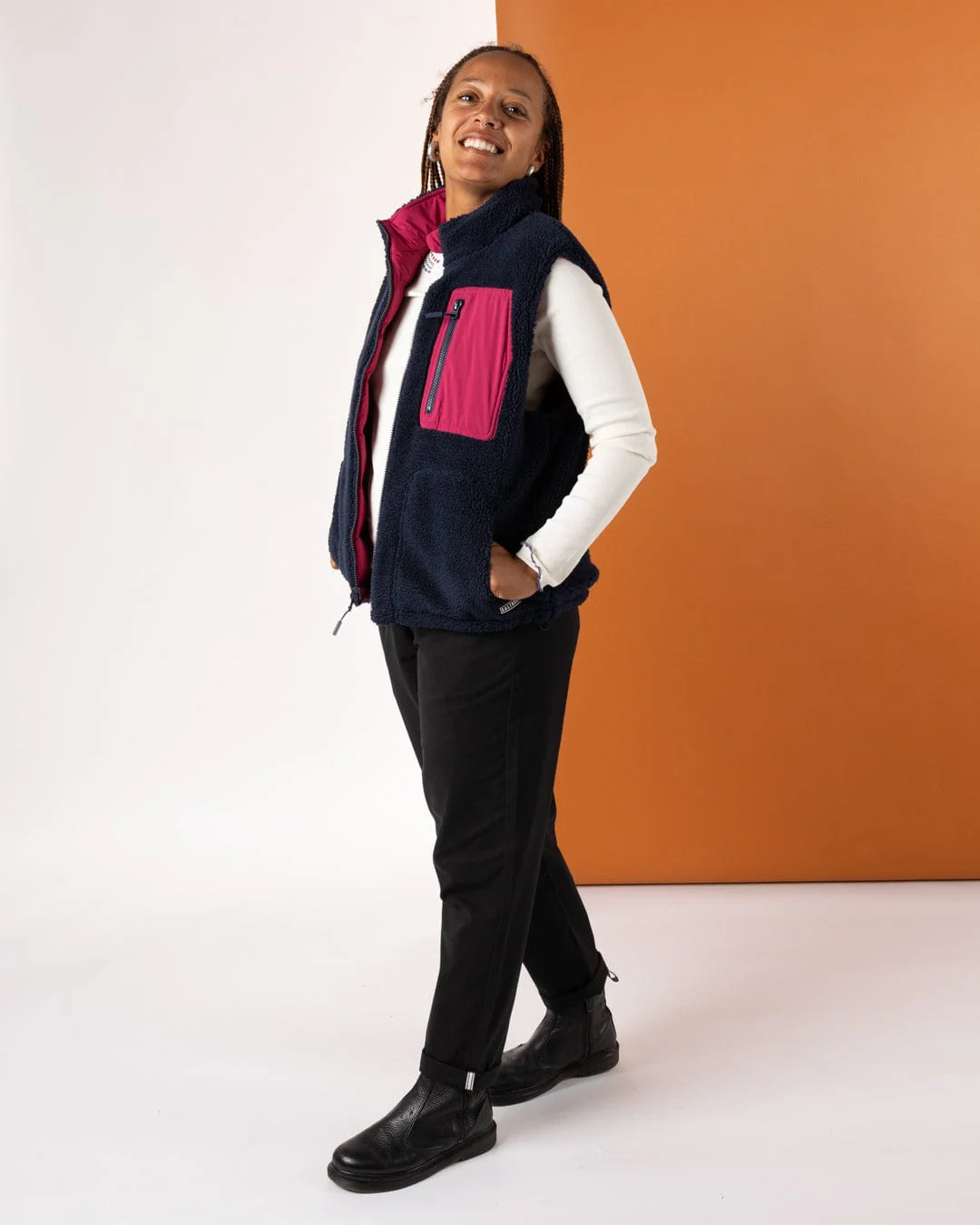 Astra Fleece Womens Reversible Gilet in Blue/Pink - Image 15