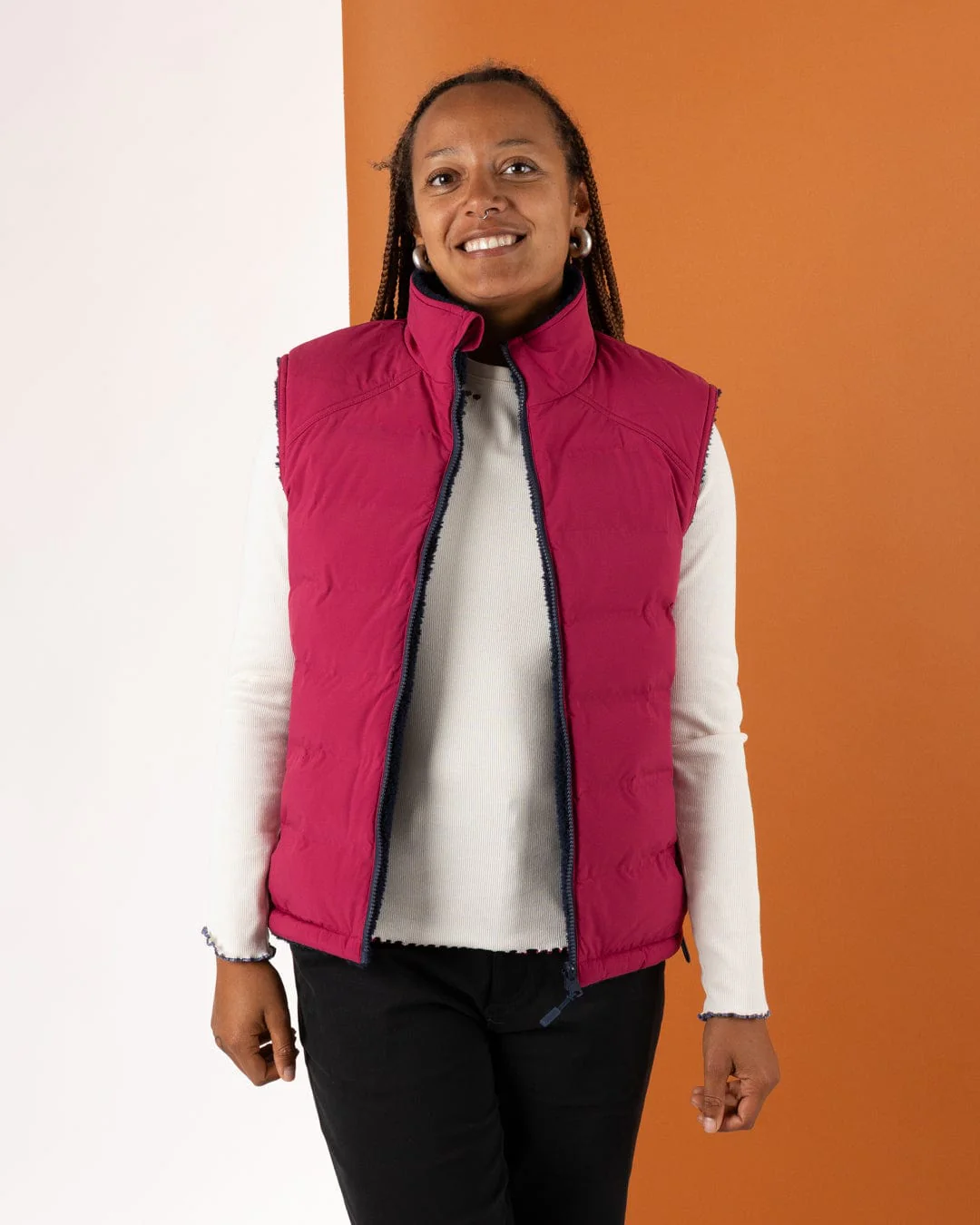 Astra Fleece Womens Reversible Gilet in Blue/Pink - Image 5