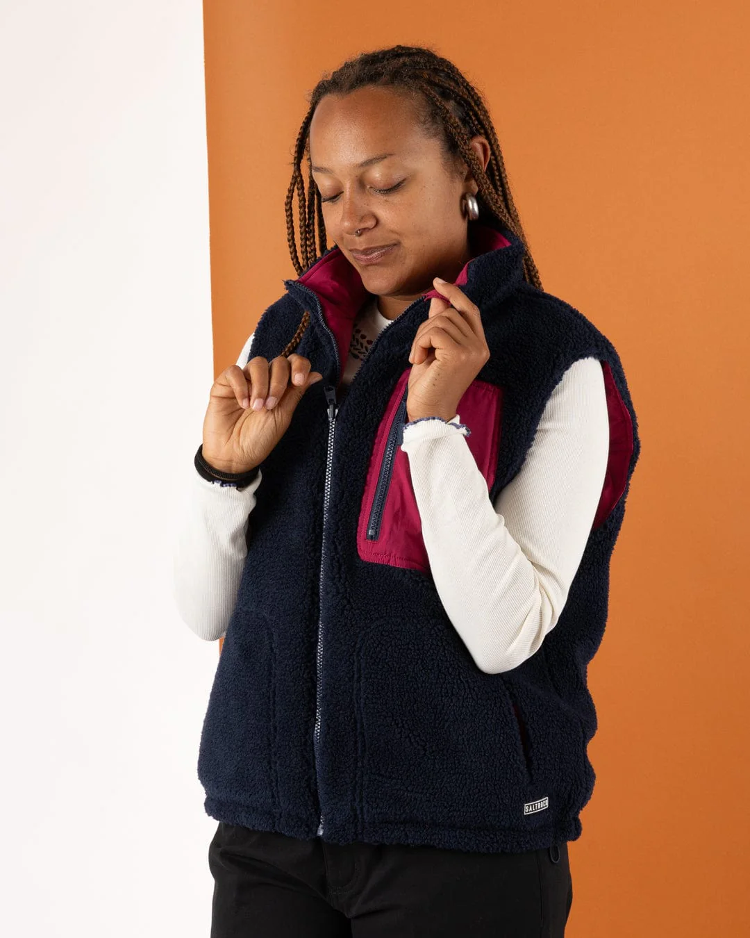Astra Fleece Womens Reversible Gilet in Blue/Pink - Image 6