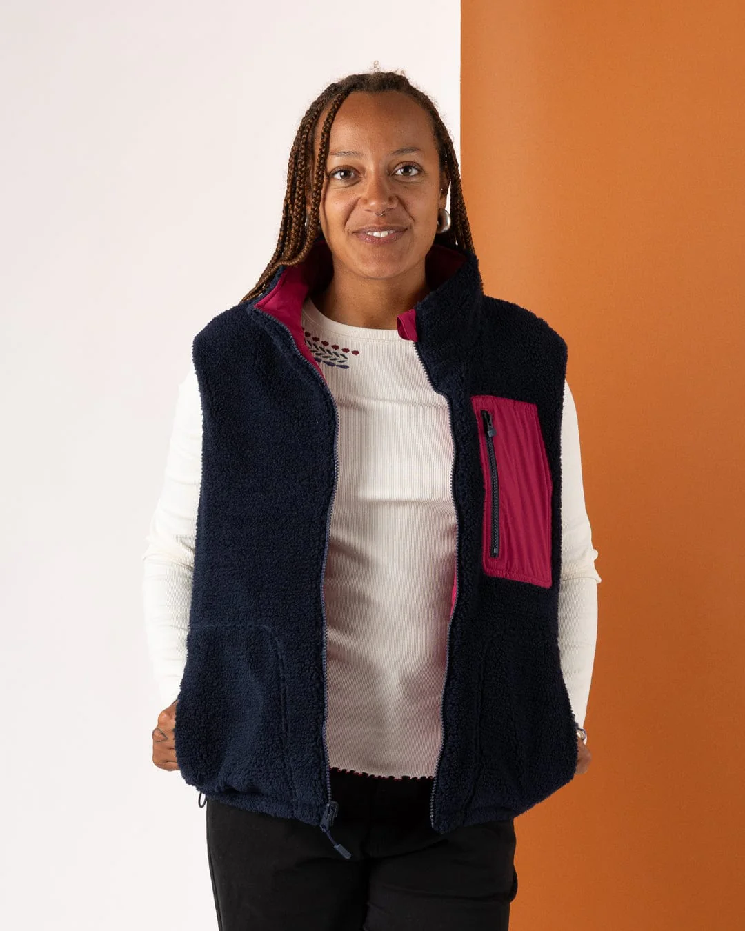 Astra Fleece Womens Reversible Gilet in Blue/Pink - Image 9