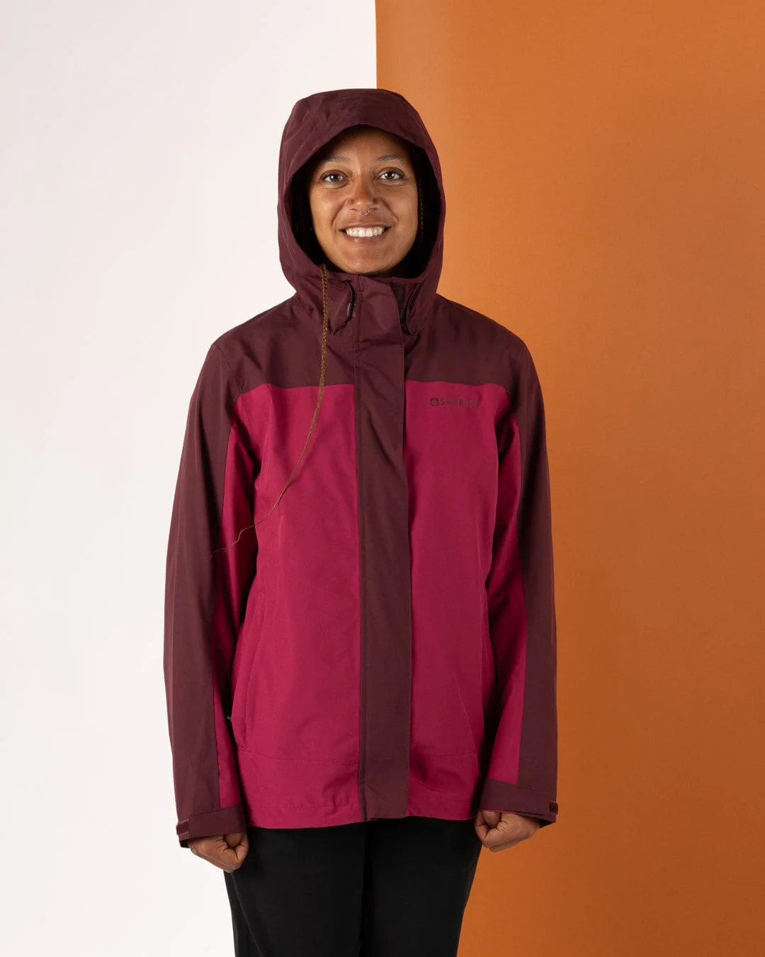 Aubrey Colourblock Womens in Waterproof Jacket - Dark Pink - Image 12