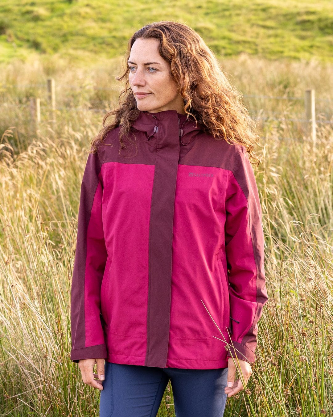 Aubrey Colourblock Womens in Waterproof Jacket - Dark Pink - Image 13