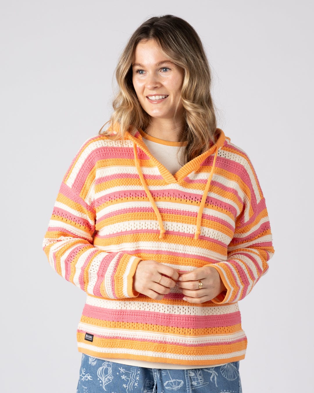 Aurelia Womens Hooded Jumper in Bright Pink - Image 2