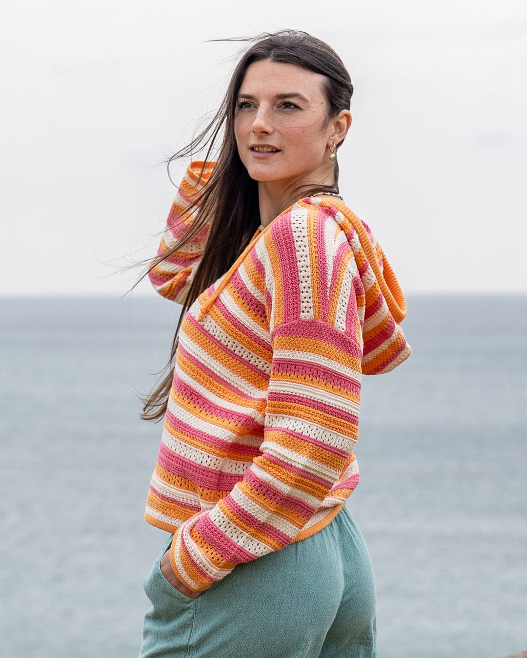 Aurelia Womens Hooded Jumper in Bright Pink - Image 4
