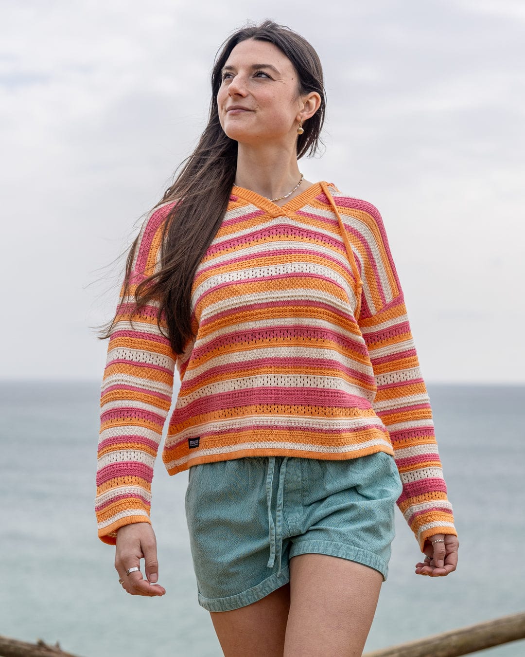 Aurelia Womens Hooded Jumper in Bright Pink - Image 5