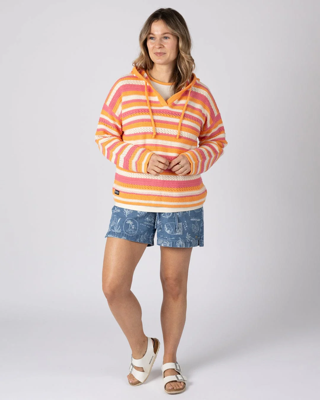 Aurelia Womens Hooded Jumper in Bright Pink - Image 6
