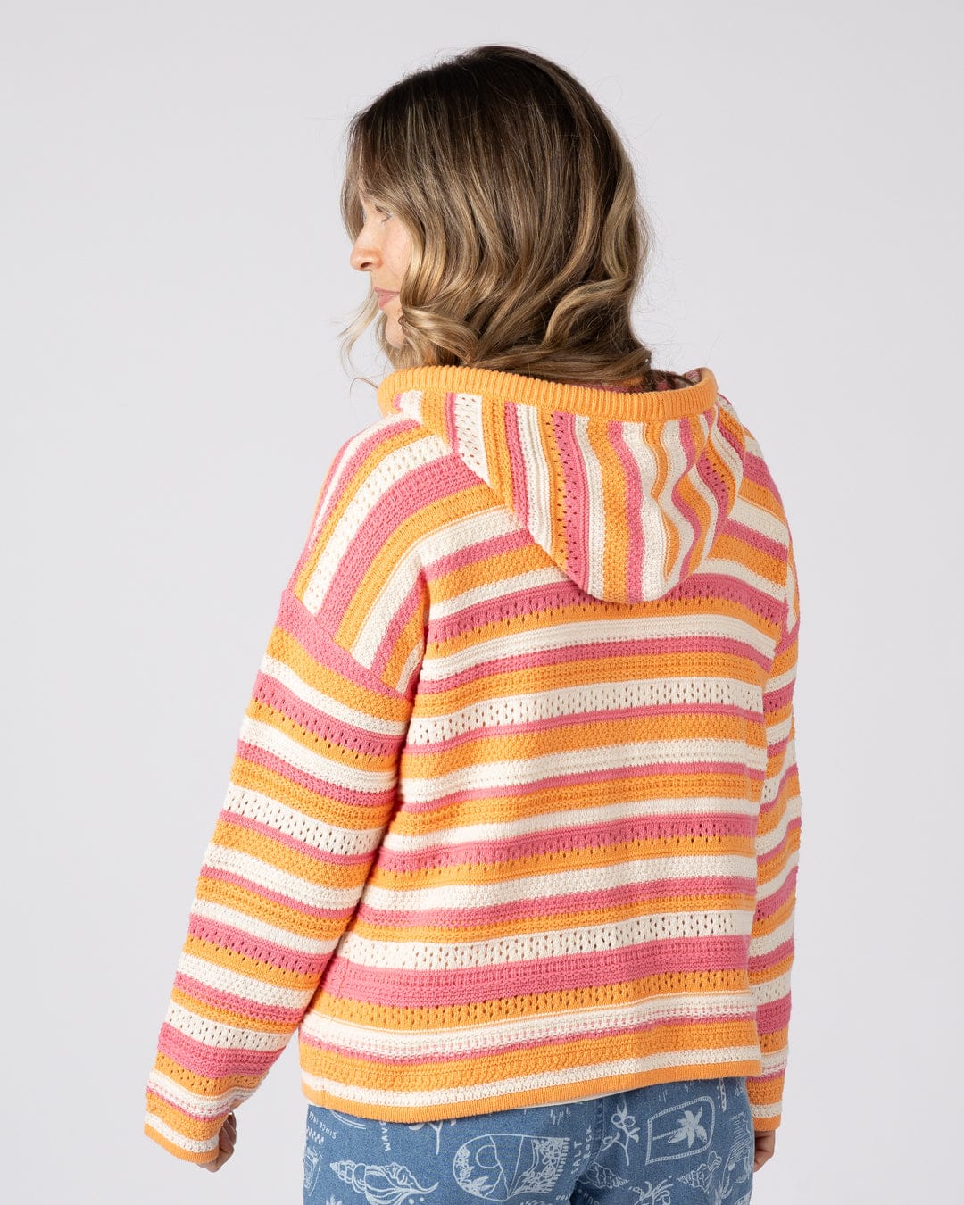 Aurelia Womens Hooded Jumper in Bright Pink - Image 9