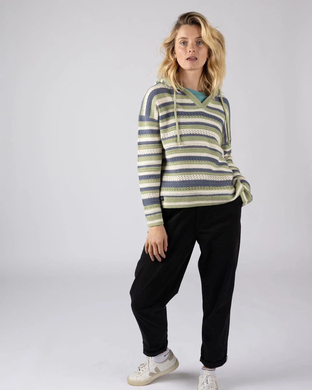 Aurelia Womens Hooded Jumper in Light Green - Image 4