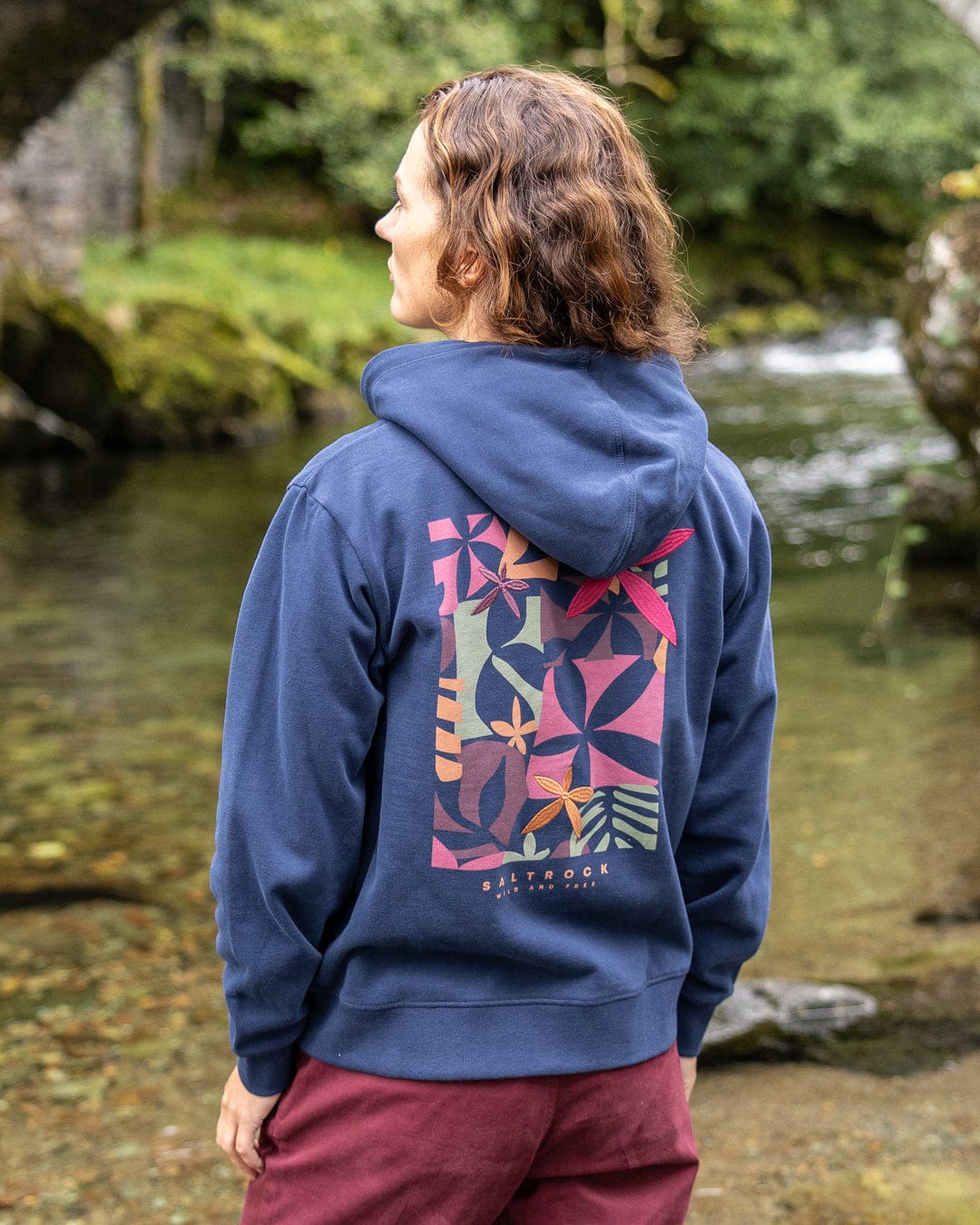 Balance Wild Womens Zip Hoodie in Blue