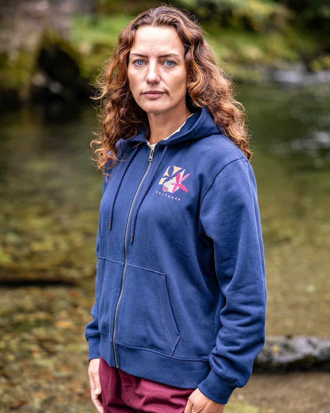 Balance Wild Womens Zip Hoodie in Blue - Image 2