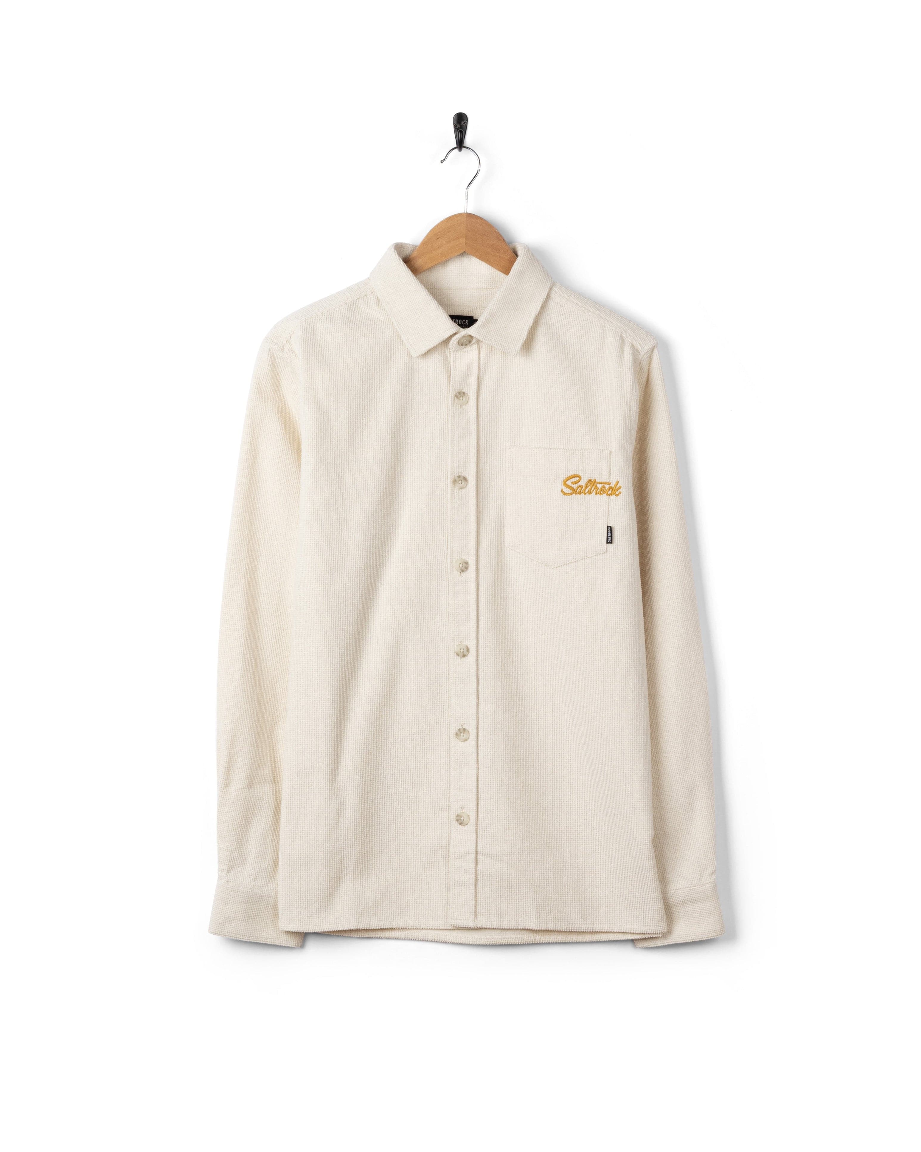 Ballito Mens Long Sleeve Waffle Cord Shirt in White - Image 6