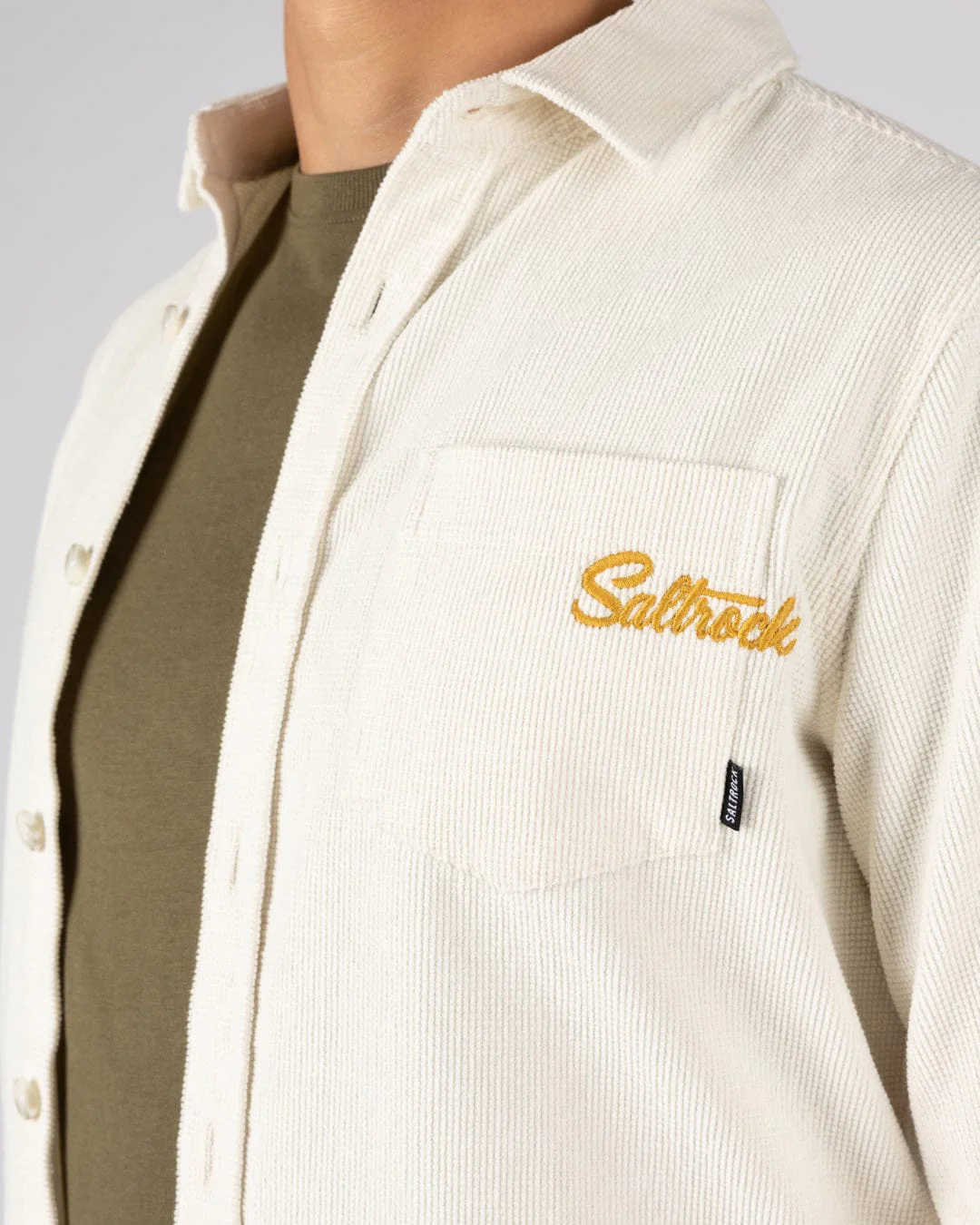 Ballito Mens Long Sleeve Waffle Cord Shirt in White - Image 7