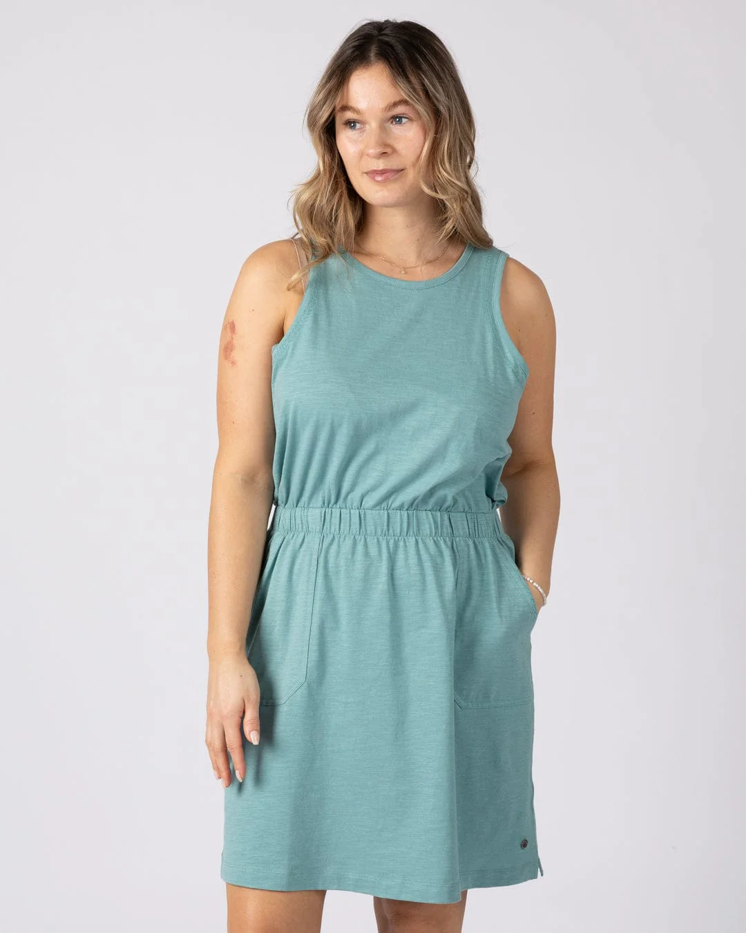 Bauhaus Womens Slub Dress Blue - Image 2