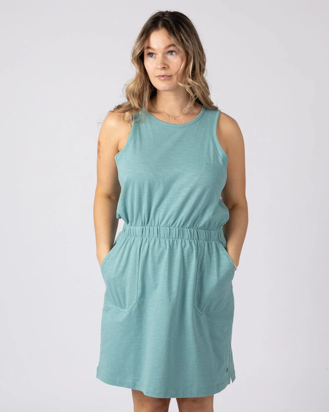 Bauhaus Womens Slub Dress Blue - Image 4