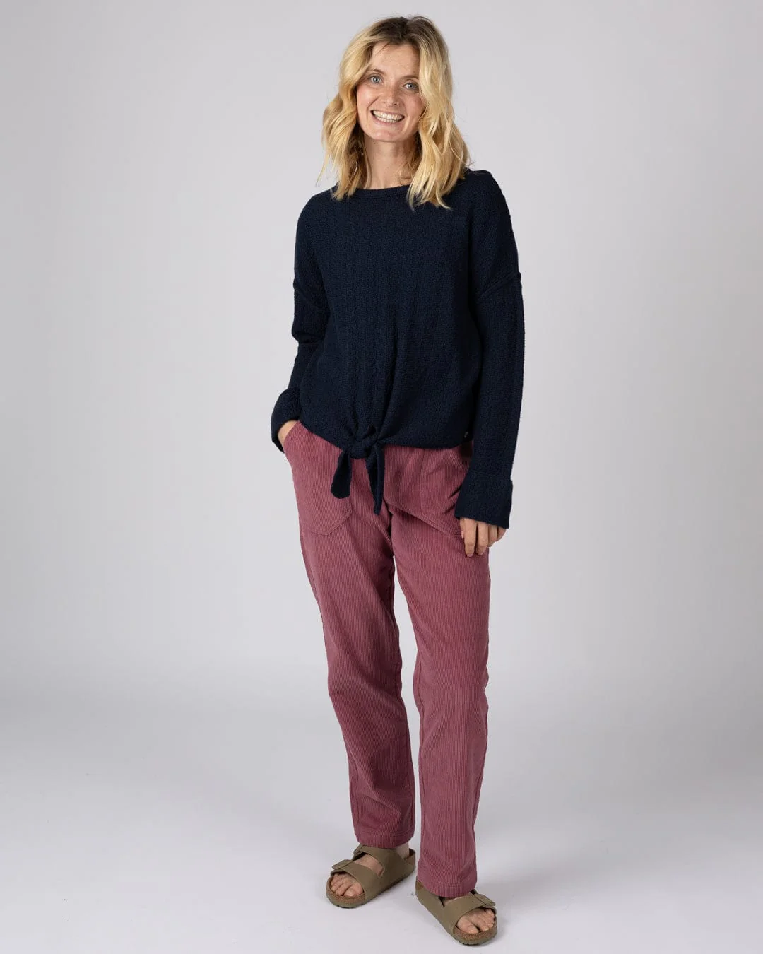 Beachtide  Womens Knot Front Knit Jumper in Blue - Image 5