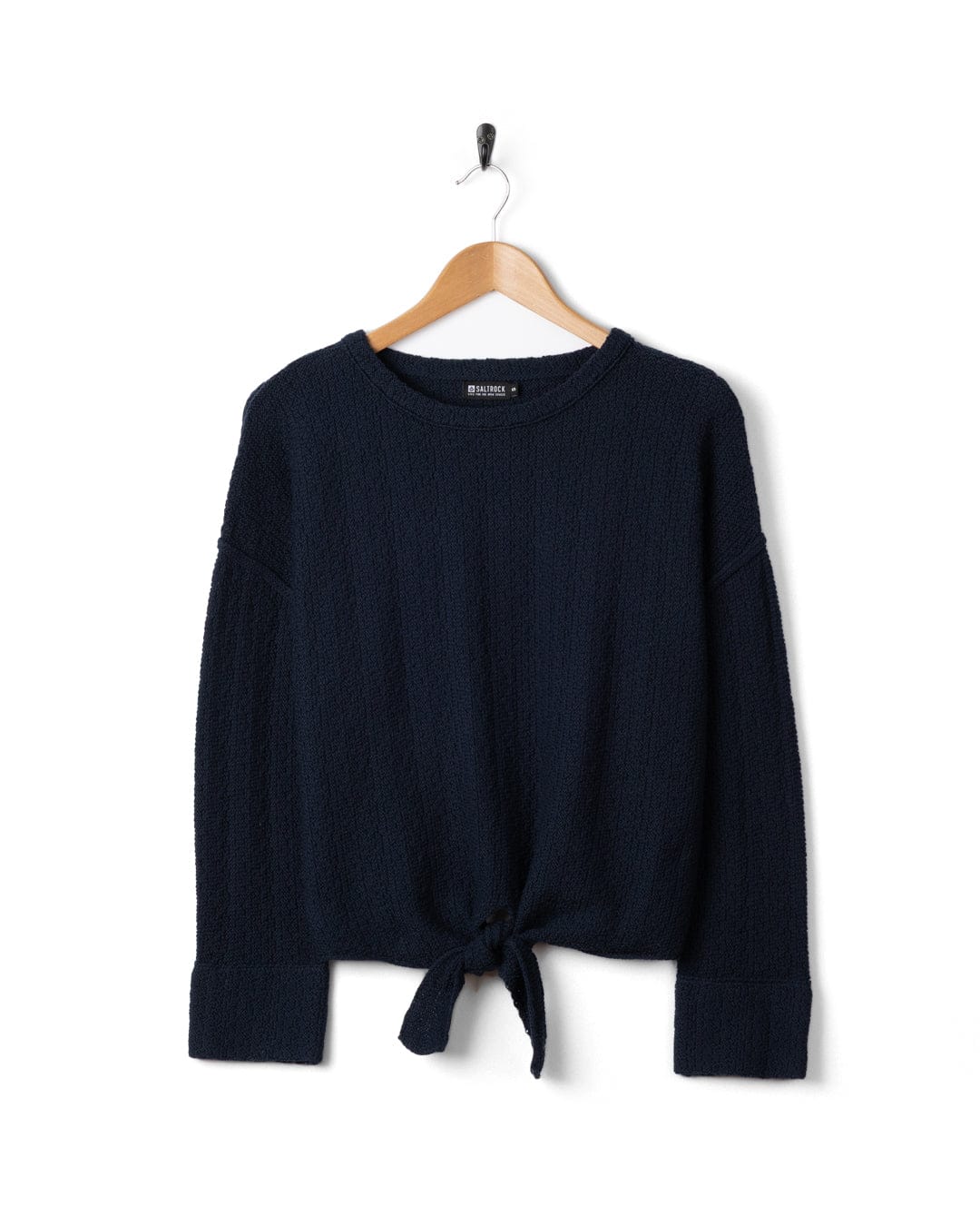 Beachtide  Womens Knot Front Knit Jumper in Blue - Image 9