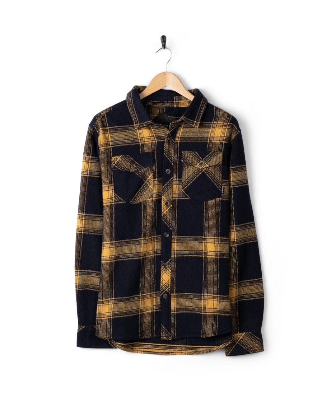 Beale Mens Hooded Check Shirt in Yellow/Blue - Image 8