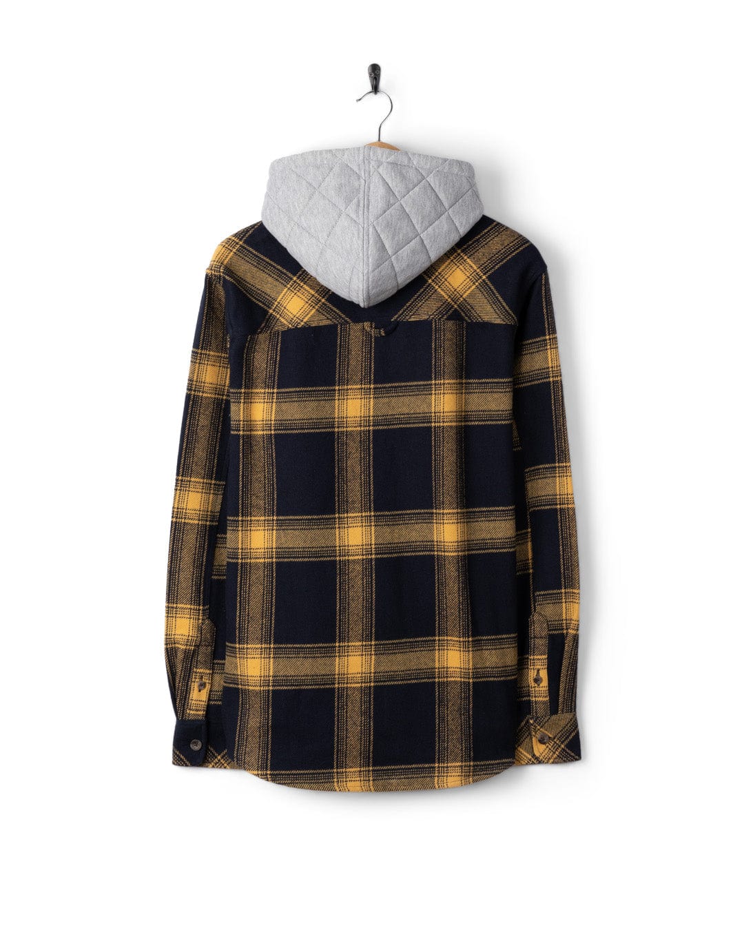 Beale Mens Hooded Check Shirt in Yellow/Blue - Image 9