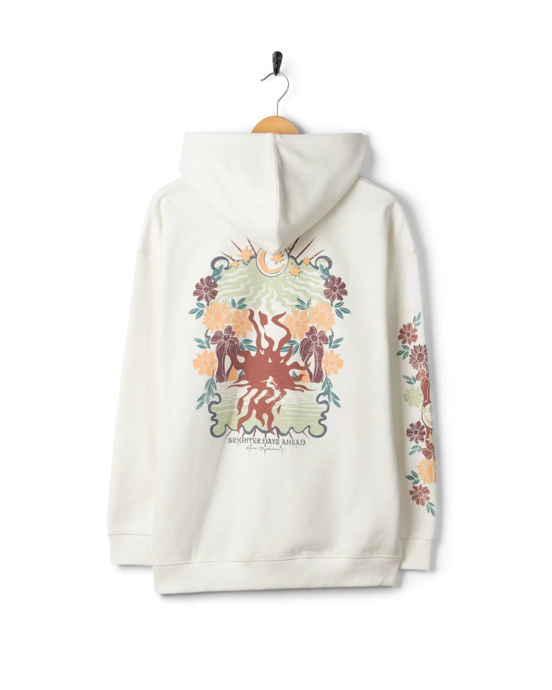 Better Days Womens Oversized Pop Hoodie in Cream - Image 5