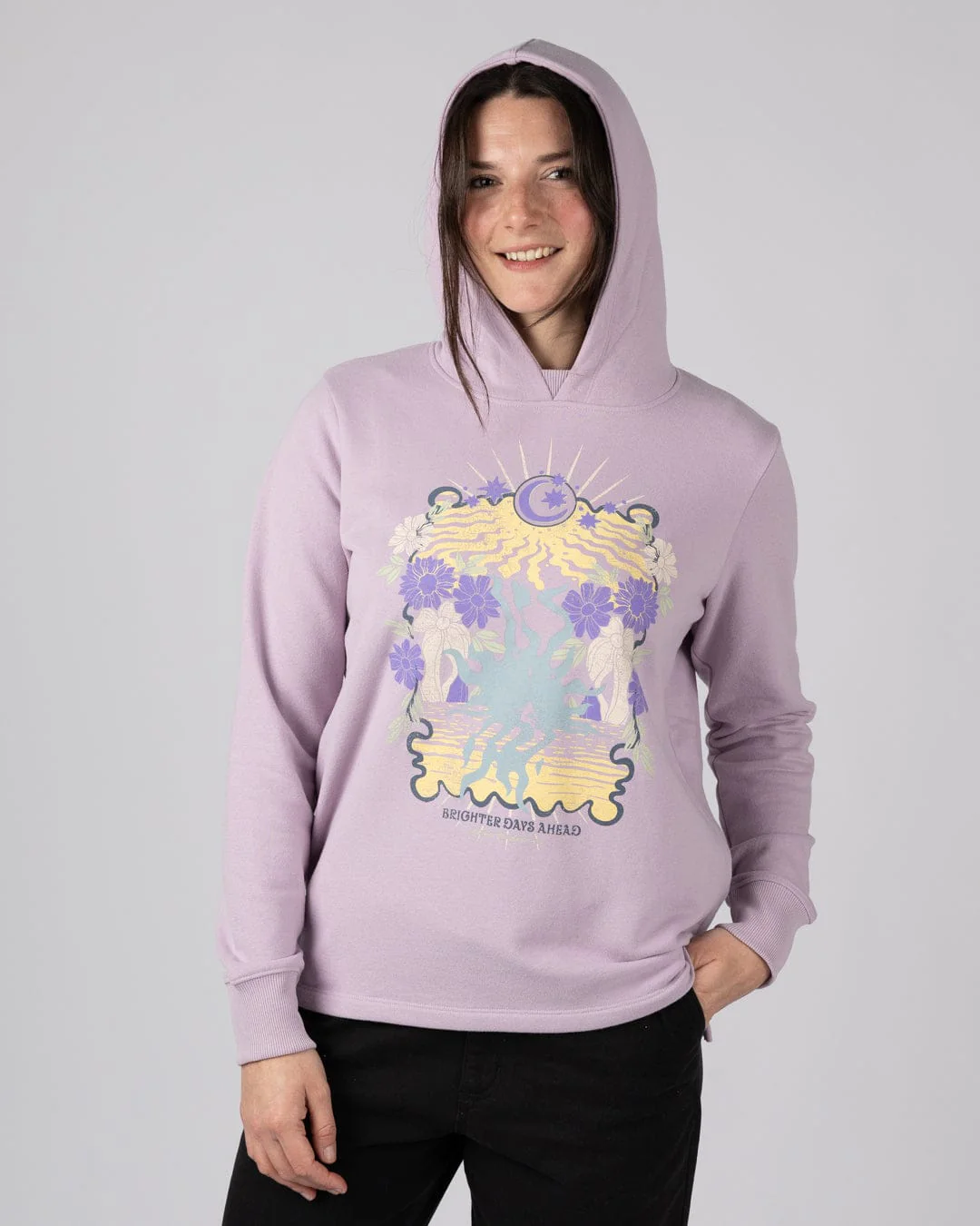 Better Days  Womens Pop Hoodie in Purple - Image 4