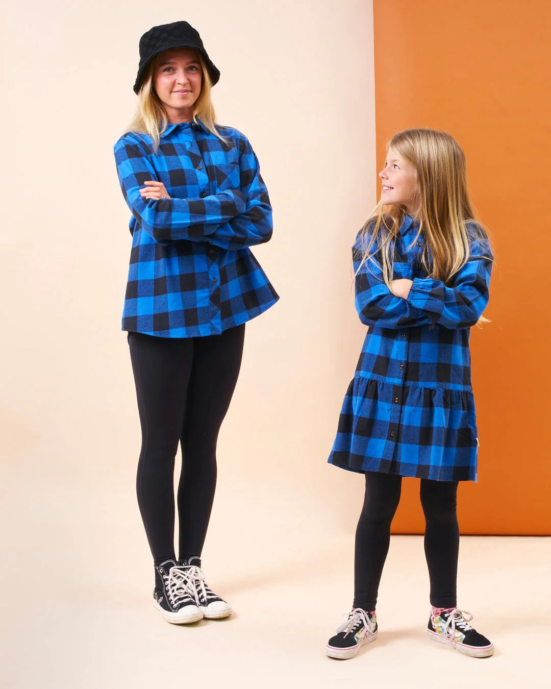 Birdie Kids Check Shirt Dress in Blue - Image 3