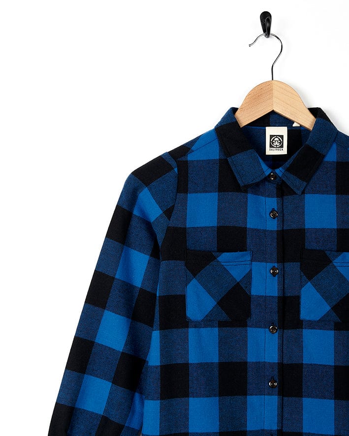 Birdie Kids Check Shirt Dress in Blue - Image 5