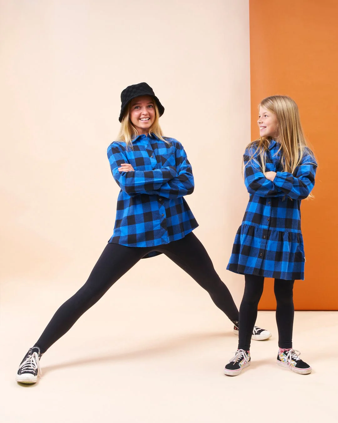 Birdie Kids Check Shirt Dress in Blue - Image 6