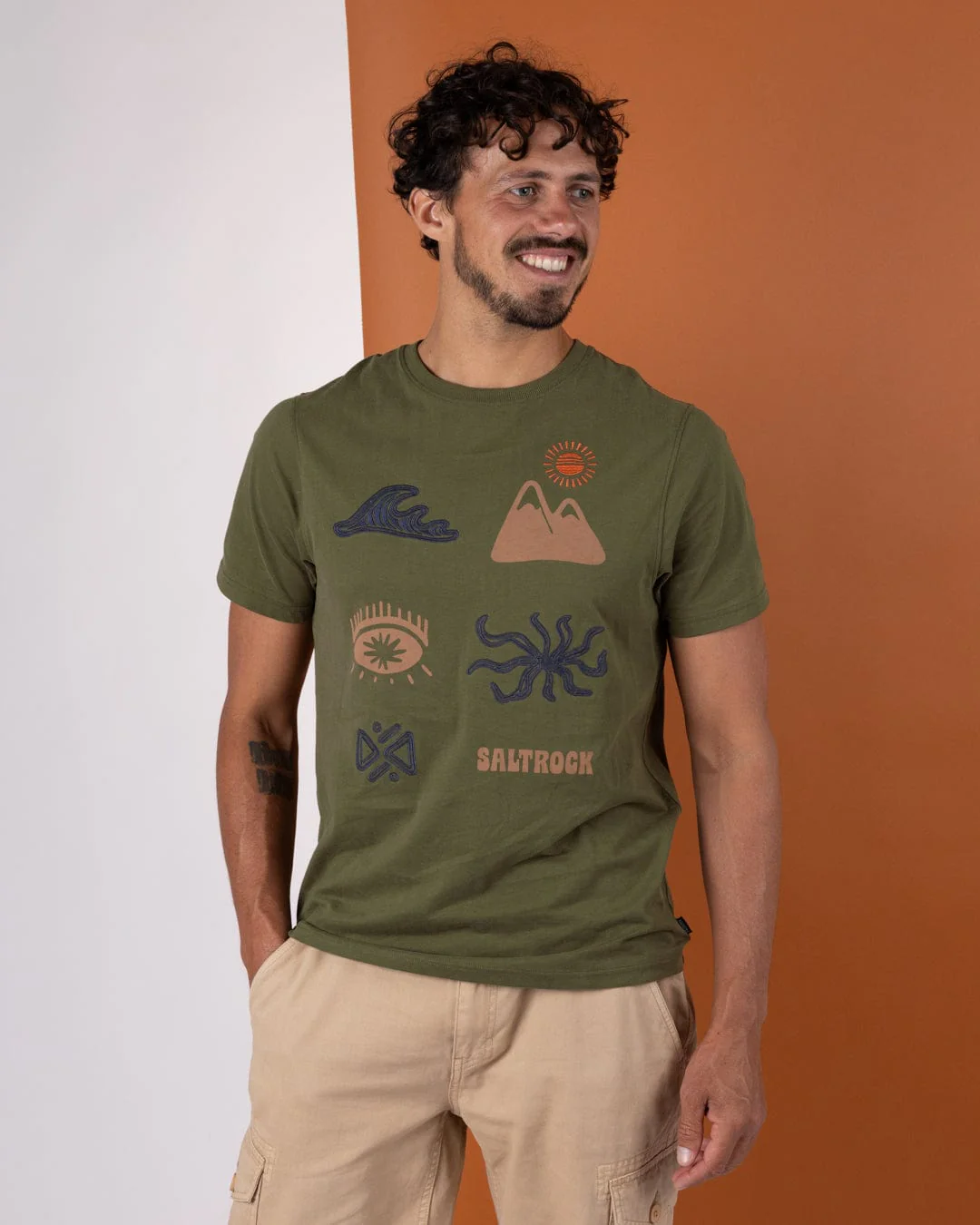 Block Icons Mens Short Sleeve T-Shirt in Green